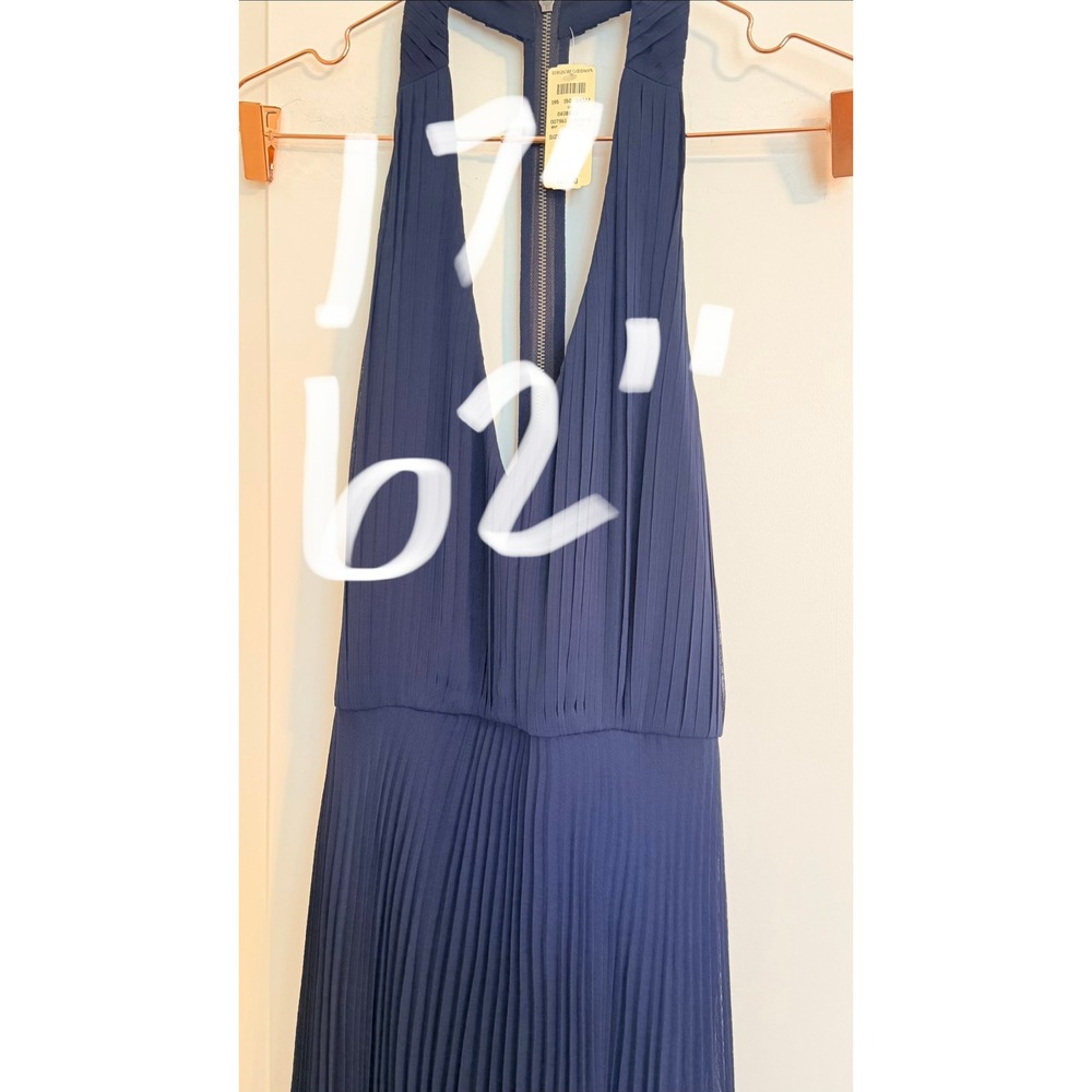 Alice‎ + Olivia Maxi Dress Women 6 Navy Navy Pleated Open Back Gown Bergdorf - Picture 11 of 11